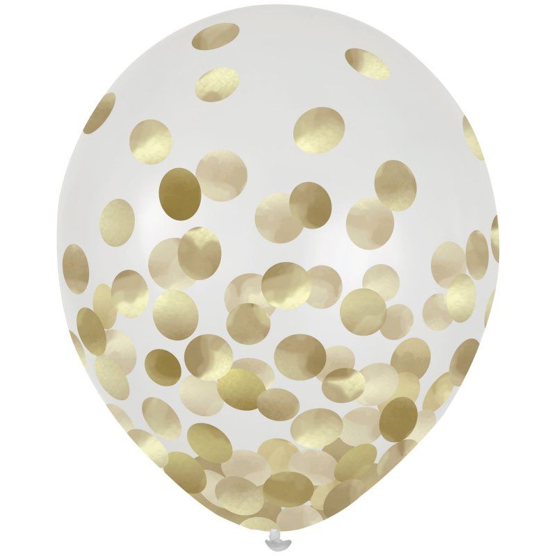 Balloon - Latex Balloons 30cm & Confetti Gold - Pack of 6