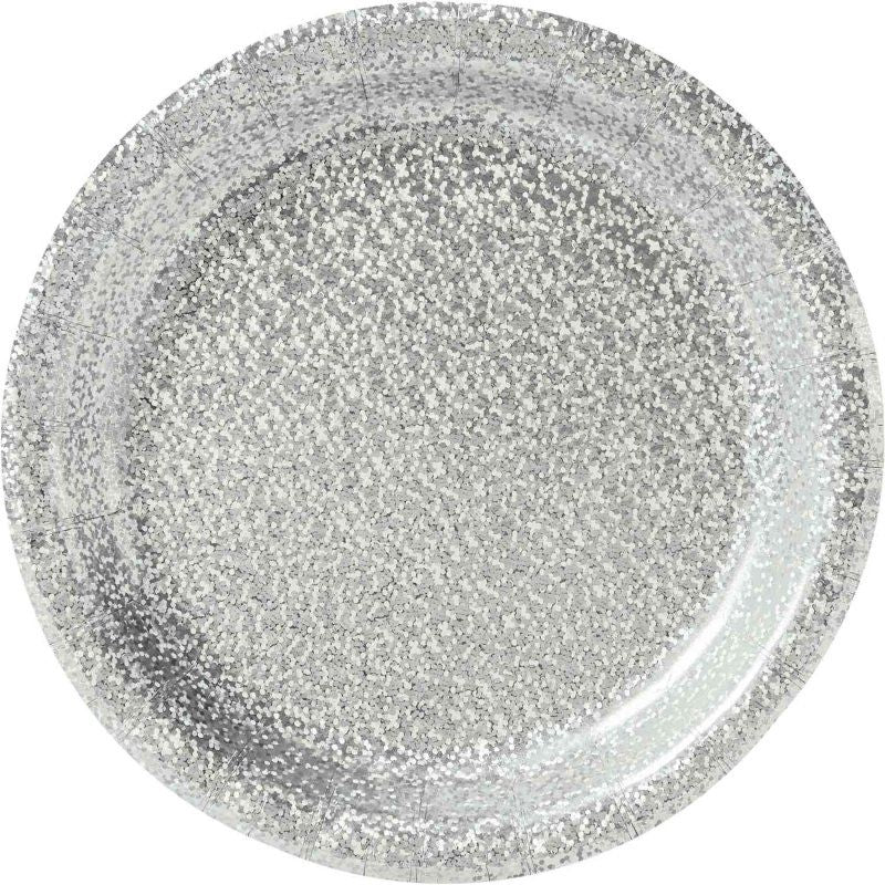 Prismatic 17cm Silver Round Paper Plates - Pack of 8