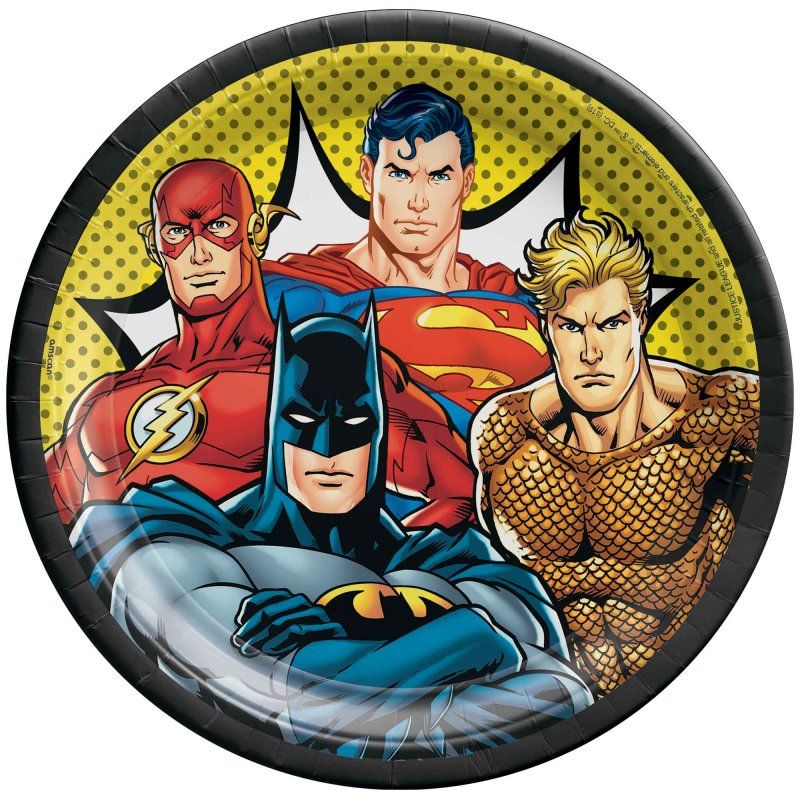 "Justice League Heroes Unite 9"" / 23cm Paper Plates - Pack of 8