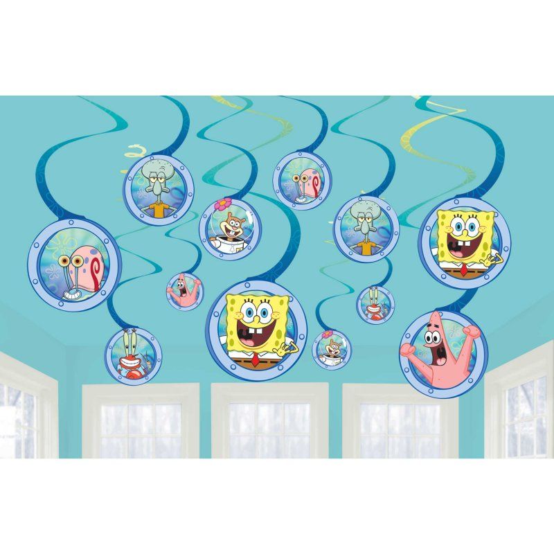 Spongebob Spiral Swirls Hanging Decorations - Pack of 12