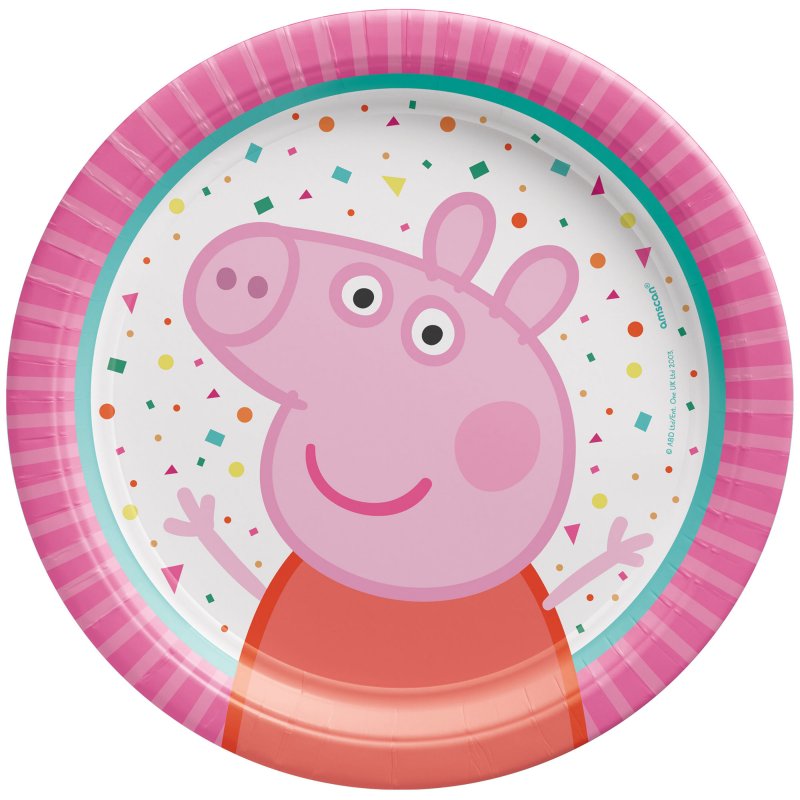 Round Paper Plates - Peppa Pig Confetti (17cm) (Pack of 8)