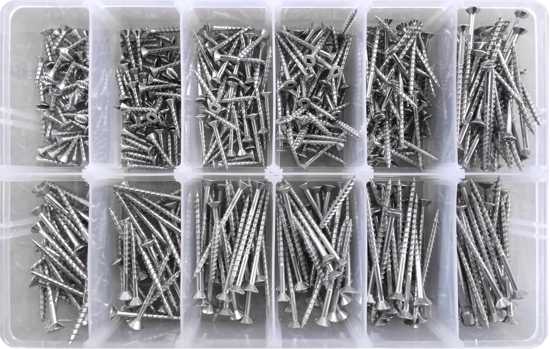 A 452-piece stainless steel square drive screw kit, designed for durability and versatility in various fastening applications.