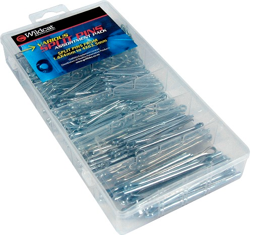 High-quality split pin assortment in a sturdy case, sizes from 1.6x4mm to 4x63.5mm for versatile use in various projects.