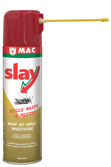 MAC Slay Wasp Jet-Spray (CO2) effectively targets and kills various wasp species from a safe distance.
