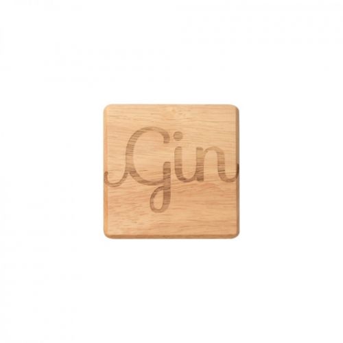 Stylish Hevea wood coasters, 100mm square, perfect for protecting surfaces while adding elegance to your gin serving.