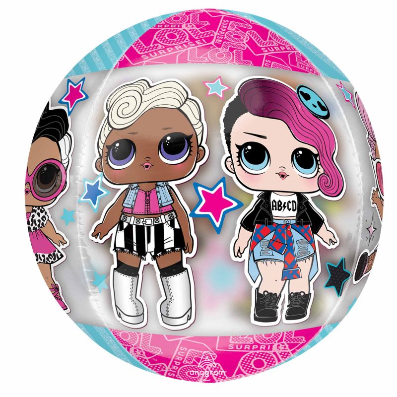 Vibrant 38cm self-sealing foil balloon featuring colorful LOL Surprise characters, perfect for kids' parties and celebrations.