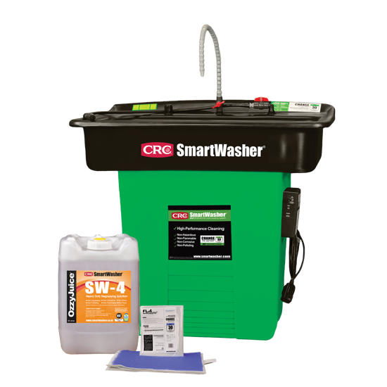 CRC SmartWasher System Starter Kit SW28-4-Kit for eco-friendly industrial cleaning, includes SmartWasher, OzzyJuice, and filters.