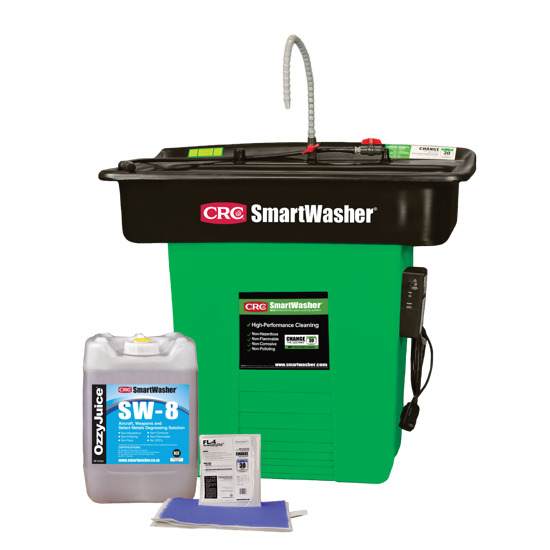CRC SmartWasher System Starter Kit SW28-8-Kit, featuring eco-friendly bioremediation and effective OzzyJuice cleaning fluid.