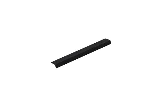 Black fibreglass stair nosing 70x30x450mm with anti-slip coarse grit surface, ideal for enhancing safety on stairs.