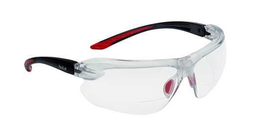 Bolle Bifocal IRI-S Diopter +2.5 Safety Glasses featuring adjustable fit, UV protection, and clarity for close-up tasks.