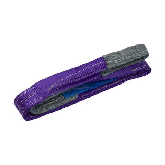 Durable 1.5m violet web sling with formed eyes, 1T capacity, compliant with AS 1353.1:1997 for safe lifting applications.