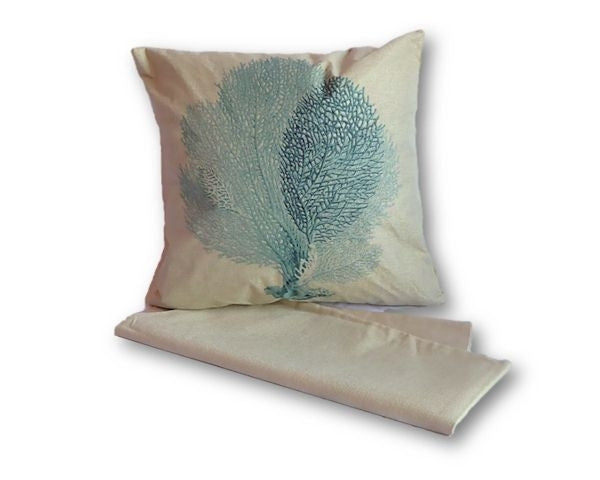 Set of two blue tree cushion covers, 44cm x 44cm, crafted from thick fabric with zippers for easy cleaning, perfect for decor.
