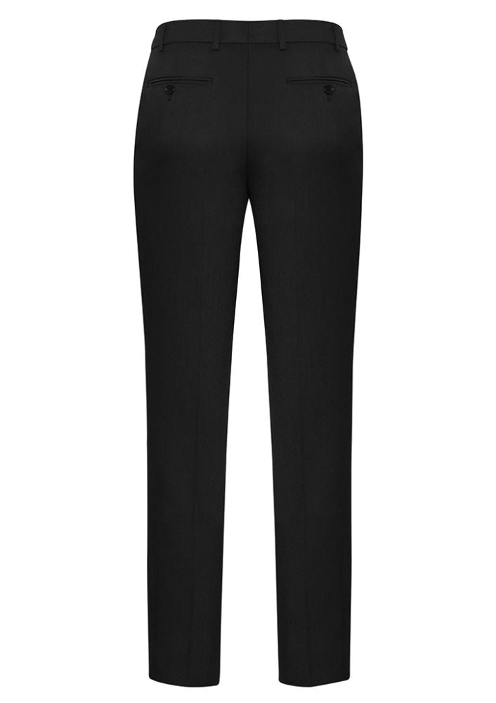 Men's Slimline Pant in black featuring a flat front, tapered leg, and breathable blend for modern corporate style.