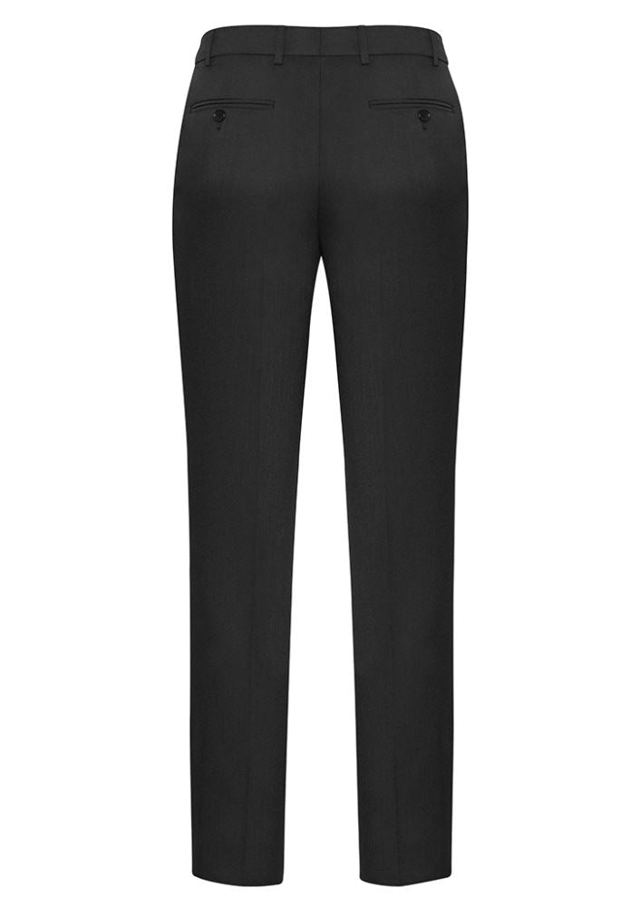 Men's Slimline Pant in Charcoal, size 72R, featuring a flat front, tapered leg, and breathable fabric for modern professional style.