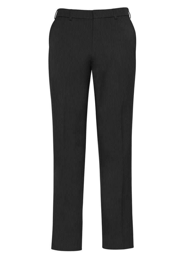 Men's adjustable waist pants in charcoal, featuring a mid-rise cut, deep pockets, and a comfortable elastic waistband.