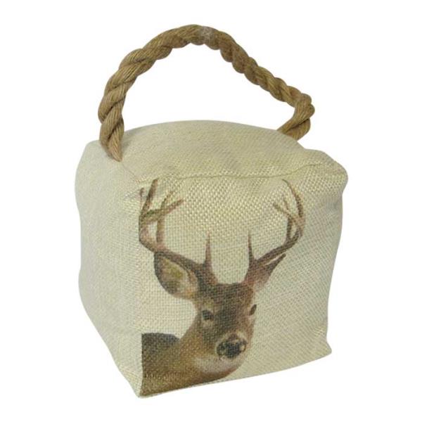 Stag'N Rope Doorstop featuring a rustic stag design crafted from tough woven fabric, ideal for hunting-themed decor.