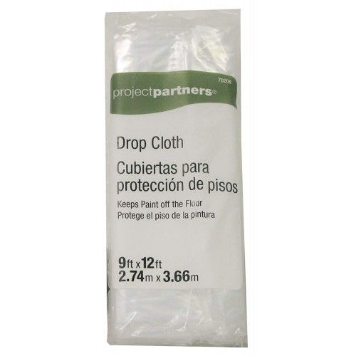Extra-large plastic drop cloth (2.74 x 3.66m) protects floors and surfaces from paint spills in any project.