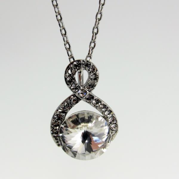 Elegant Infinity Twist Necklace featuring a clear cubic zirconia, symbolizing everlasting love, perfect for any occasion.