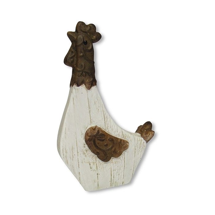 Ceramic Pacific Hen ornament with intricate carvings, 17cm tall, perfect for rustic home decor and garden settings.