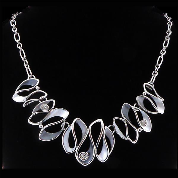 Rhodium plated silver necklace featuring a delicate ribbon design, 46cm length with extension for versatile style.