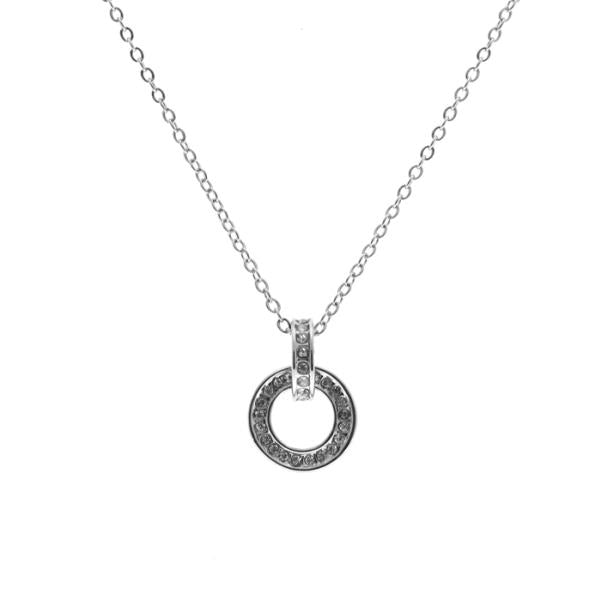 Elegant Necklace featuring intertwined double rings embellished with diamantes, perfect for enhancing any outfit.