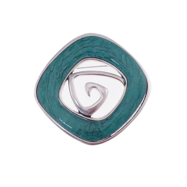 Antique silver brooch shaped like an ant, featuring vibrant green accents, 6cm diameter, perfect for versatile styling.