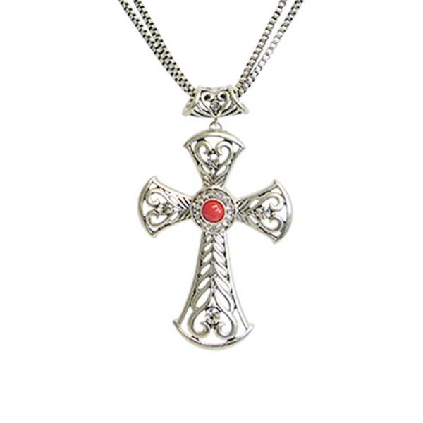 Jax Celtic Cross Necklace with diamantes, featuring intertwined chains and a 9x5.5 cm pendant, ideal for any occasion.
