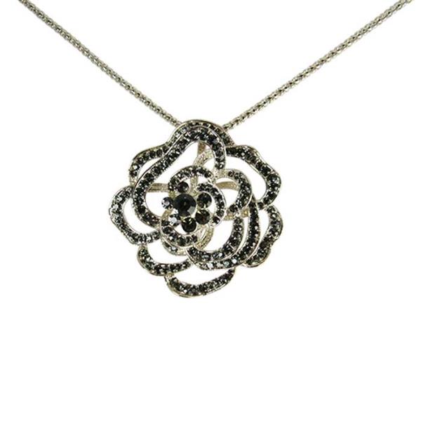 Large Jax Diamante Flower Necklace featuring a sparkling flower pendant on a 72 cm chain with a 7 cm extension.