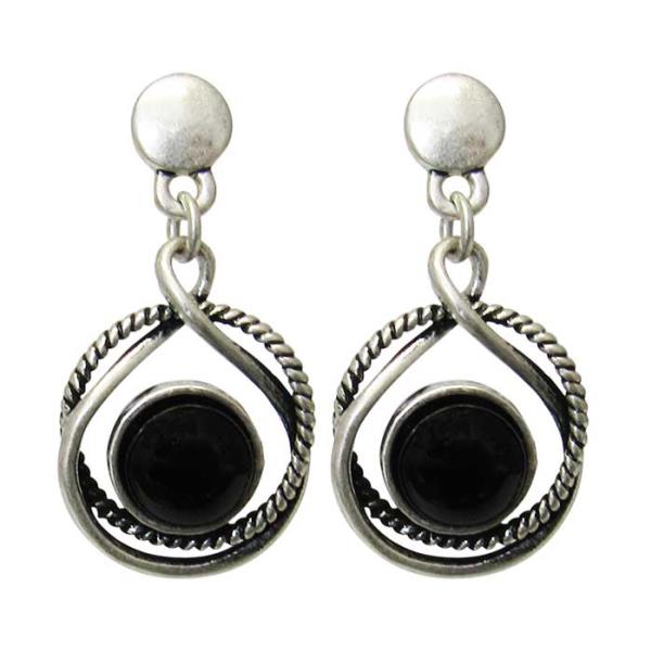 Nautical-themed Jax Marine Knots Earrings featuring double circles and a black resin center, perfect for ocean lovers.
