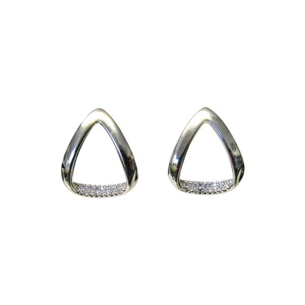 Elegant Jax Diamante Triangle pierced earrings featuring sparkling stones, measuring 2 x 1.5 cm, perfect for any occasion.
