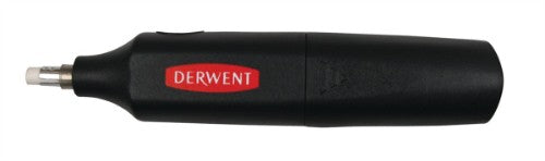 Battery-operated Derwent Erasers for precise corrections, perfect for artists and students, requires 2 AAA batteries.