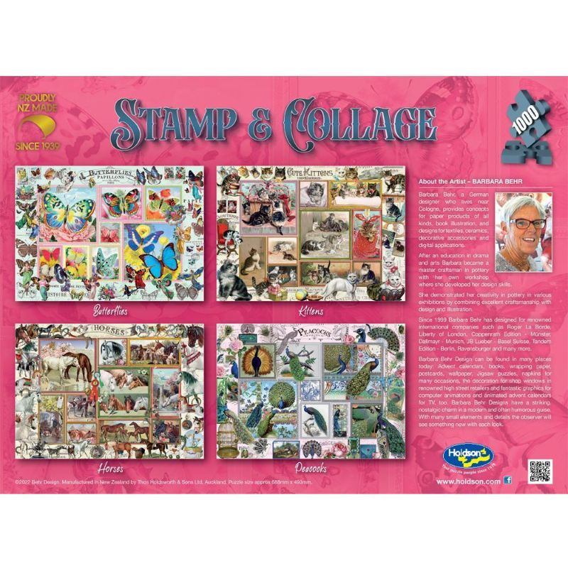 Colorful 1000-piece jigsaw puzzle featuring vibrant butterflies, designed by Barbara Behr, eco-friendly and perfect for framing.