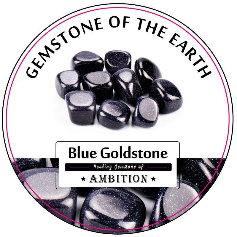 Tumbled Blue Goldstone stones in a 0.5Kg box, featuring blue hues and gold flecks, perfect for healing and decoration.