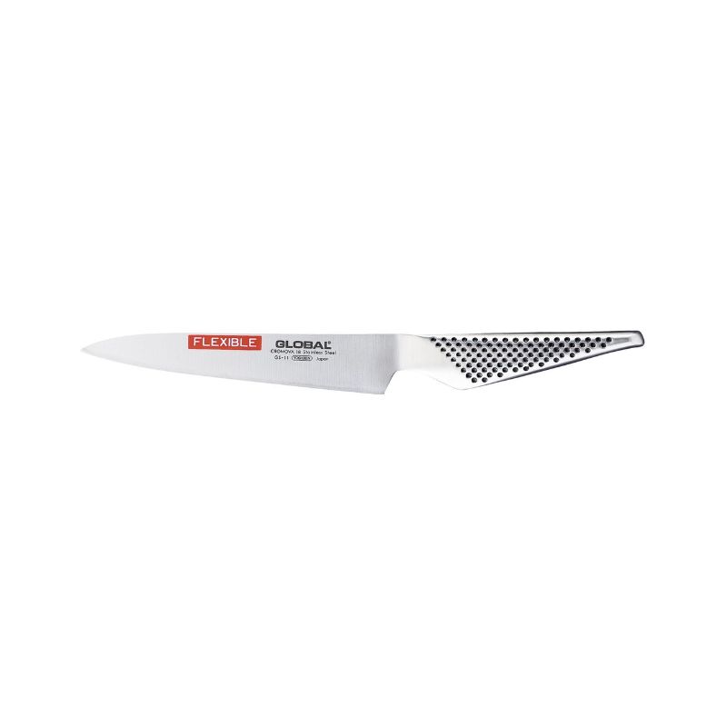 Global Classic 15cm Utility Knife with flexible CROMOVA 18 stainless steel blade, ideal for filleting and carving.