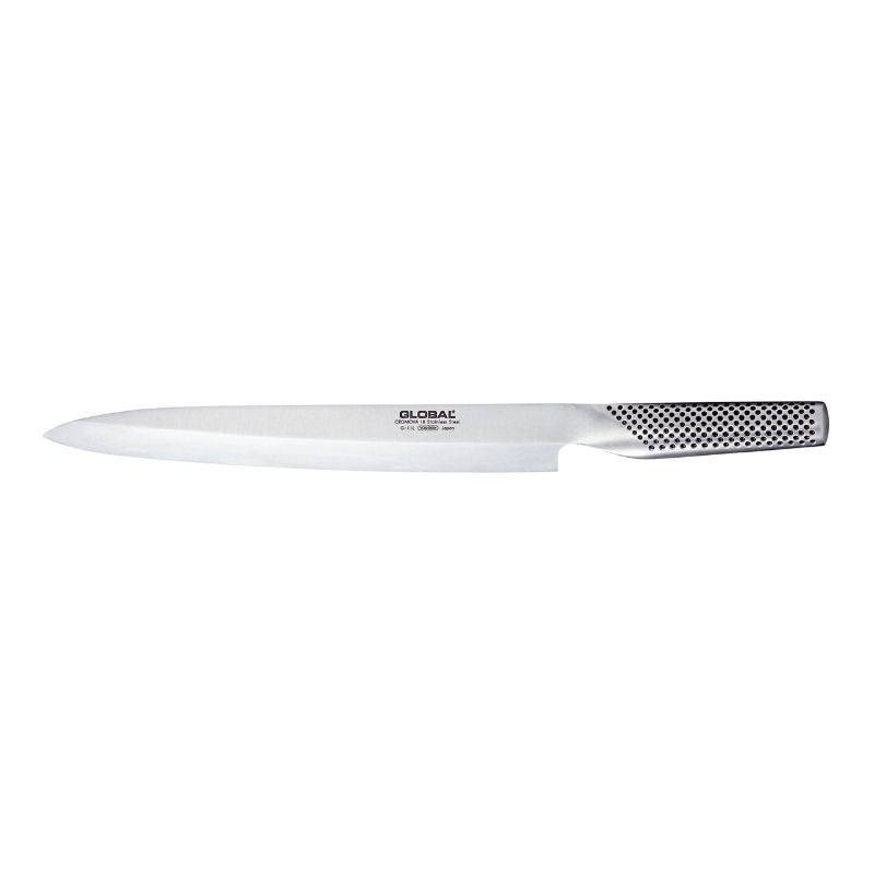 Classic GLOBAL YANAGI G-11 25cm sashimi knife with a precision blade for perfect sushi slicing and exceptional craftsmanship.