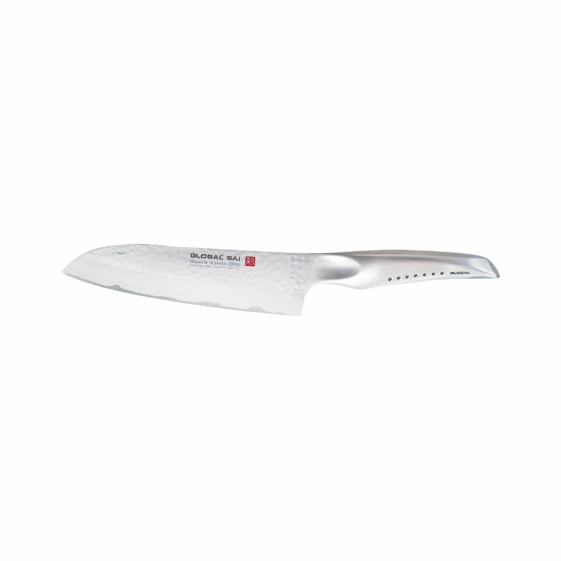 Global Sai Santoku Knife (19cm) - Ergonomic design, high-quality stainless steel, ideal for slicing, dicing, and mincing.