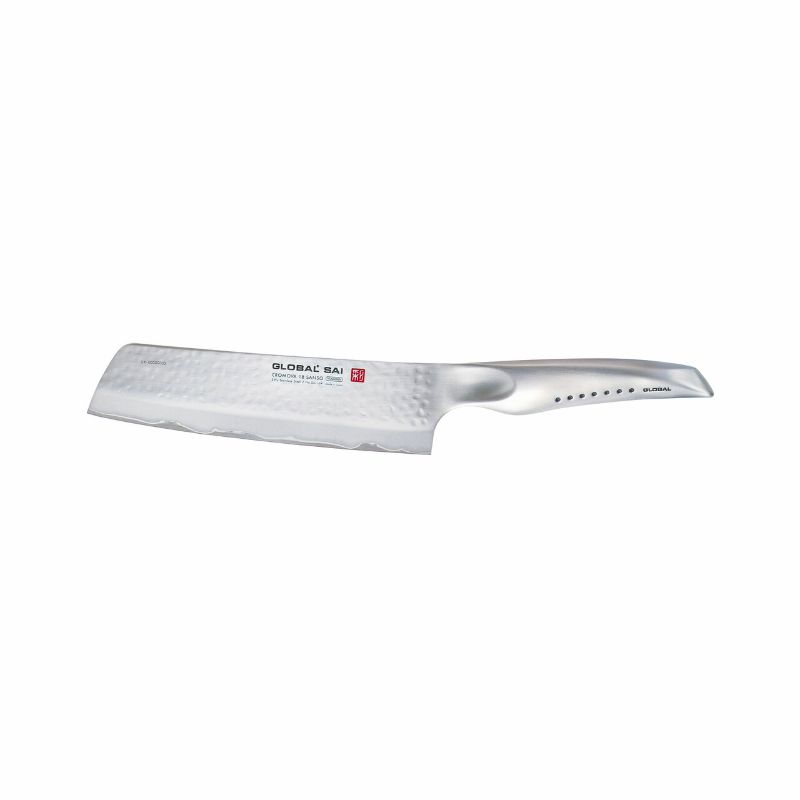 Global Sai Vegetable Knife (19cm) with ergonomic handle, precise blade, and polished finish for effortless vegetable cutting.