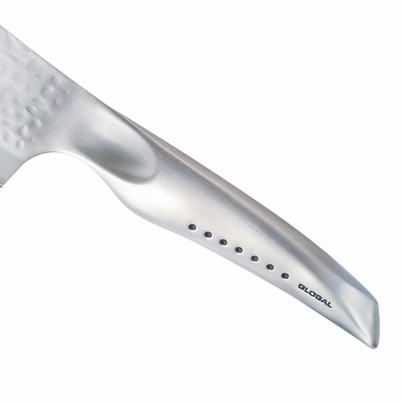 Global Sai Vegetable Knife (19cm) with ergonomic handle, three-ply stainless steel blade for effortless vegetable slicing and dicing.