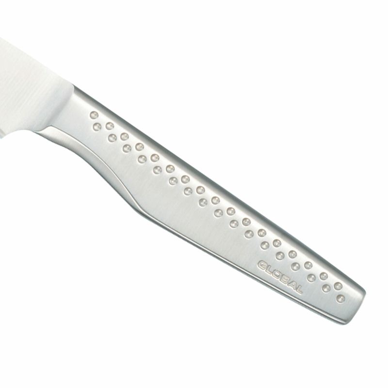 Global NI Paring Knife (11cm) showcases a razor-sharp CROMOVA 18 blade, perfect for intricate vegetable and fruit cuts.
