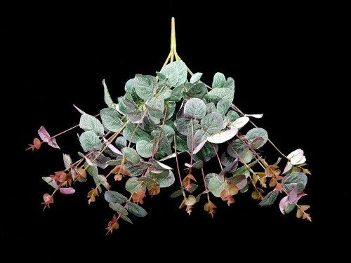 Lifelike Eucalyptus bush with red edges, perfect for adding elegance to any low-light space without maintenance.
