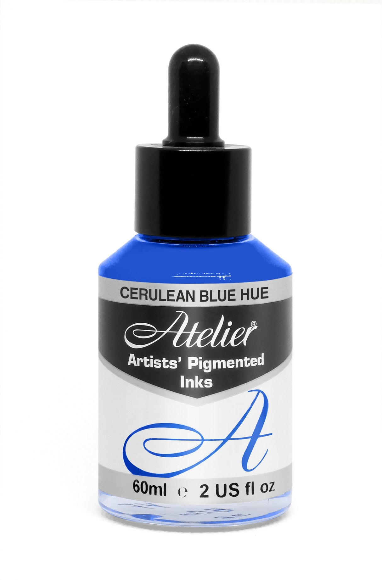 Vibrant 60ml cerulean blue ink for artists, ideal for watercolor, calligraphy, and mixed media projects.