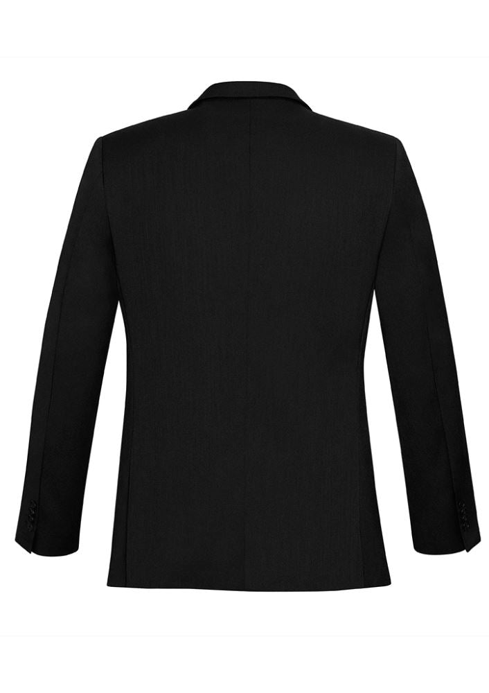 Mens Slimline Jacket in Black, featuring a tailored fit, premium fabric blend, narrower lapel, and dual rear vents for mobility.
