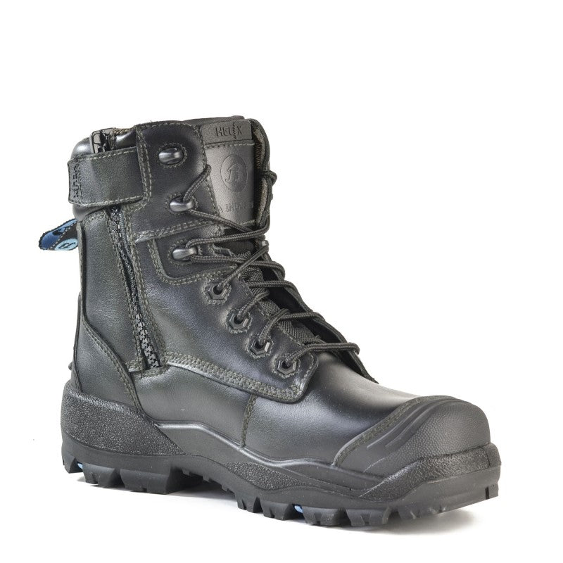 Bata Safety Boots Longreach C/T in black, size 5, featuring composite toecap, slip-resistant sole, and water-resistant design.