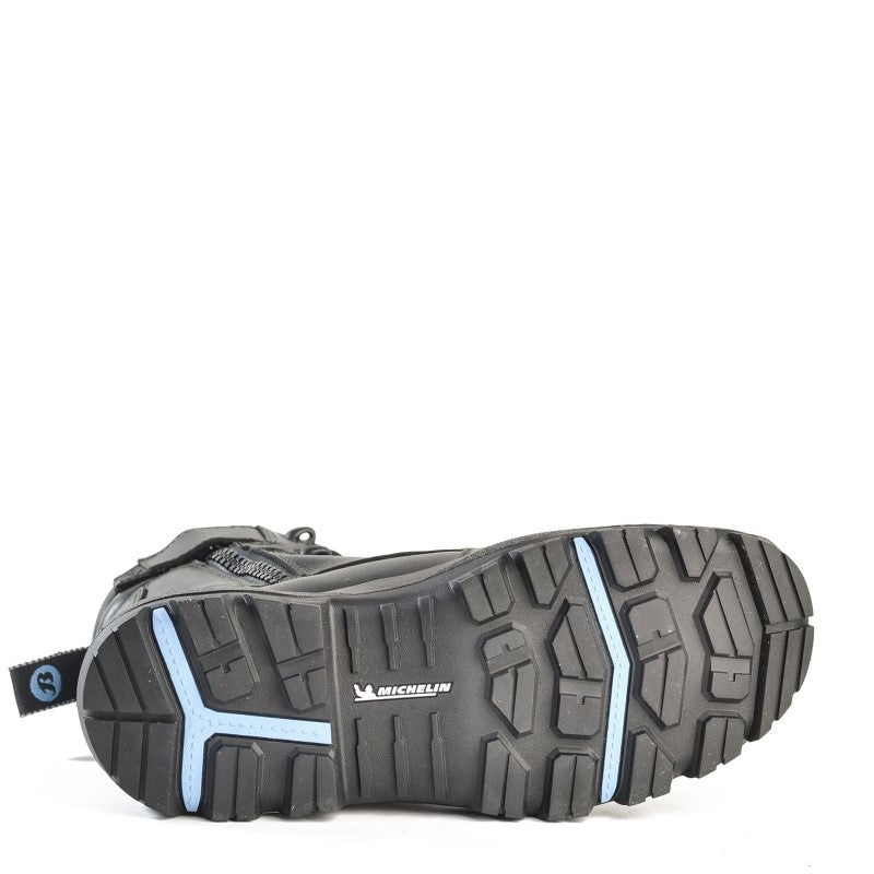 Bata Longreach C/T black safety boots for size 8 with zip sides, composite toecap, and heat-resistant features.