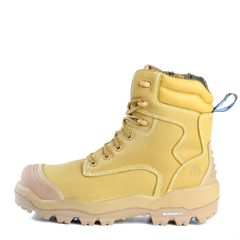 Bata Longreach Safety Boots in Wheat, Size 11, featuring composite toecap, insulation, and slip-resistant, durable design.