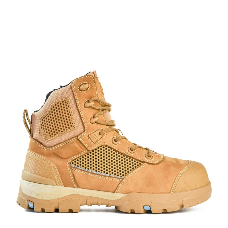 Bata Avenger Wheat safety boots in size 7, featuring carbon fiber toecaps, D3O protection, and advanced energy-return midsole.