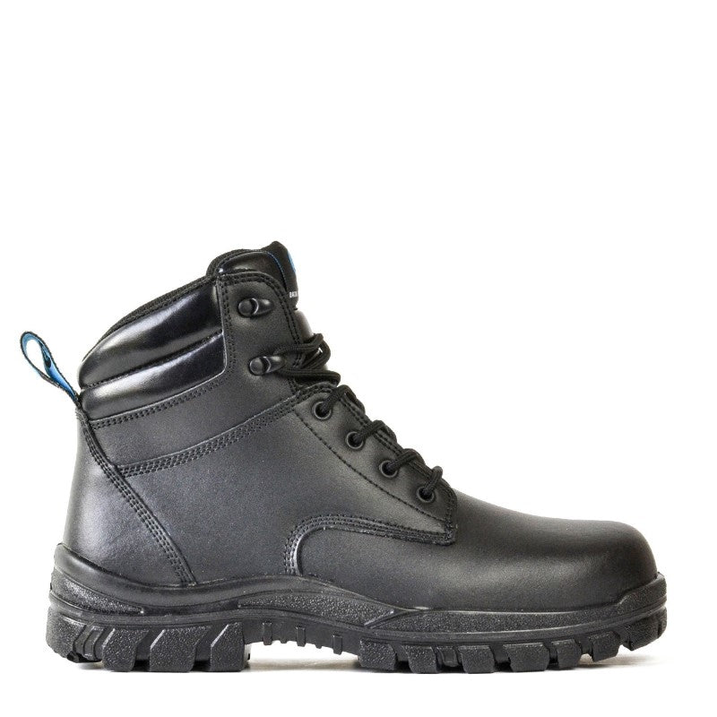Bata Saturn Naturals Black safety boots (Size 2) with steel toecap, slip-resistant soles, and durable leather for ultimate protection.