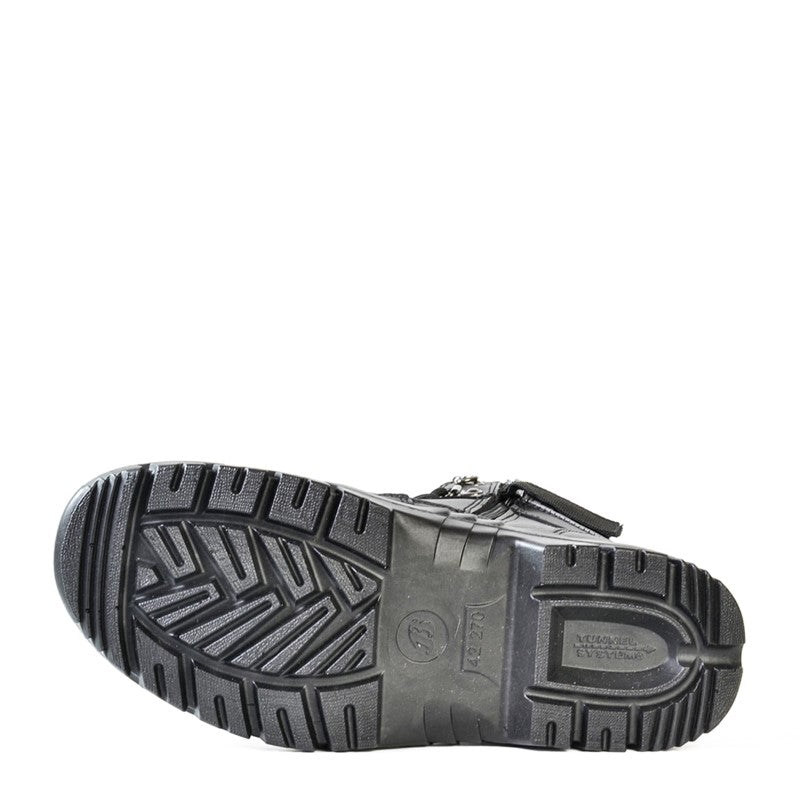 Bata Atlas Zip Naturals Black safety shoes, size 5, with steel toecap, slip-resistant, heat-resistant, and stylish leather design.