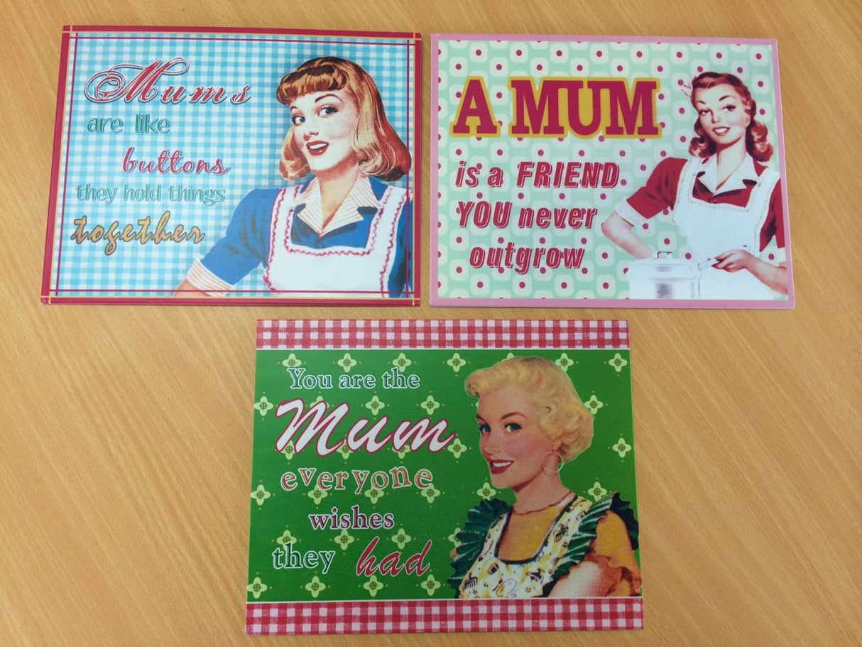 Set of 3 intricately designed metal wall art plaques celebrating motherhood, perfect for any room decor.