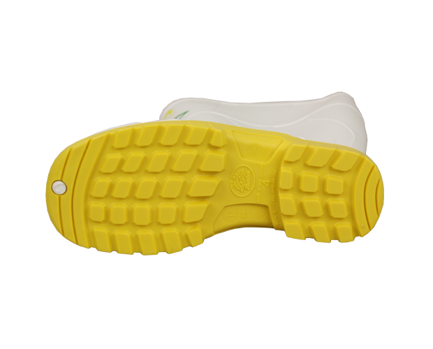Bata Safemate2 waterproof gumboots in white/yellow, Size 10, featuring slip-resistant sole and comfortable fit for outdoor use.